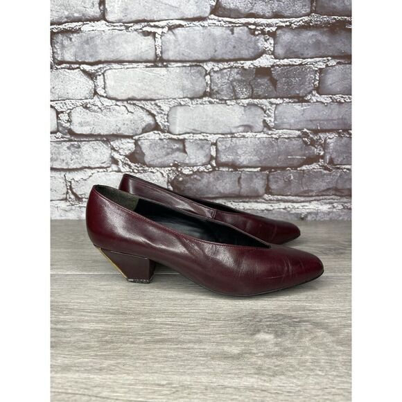 VTG Bally Maroon Leather England Pumps Dress Heels Women Sz 5M US/3UK/35EU READ - Picture 3 of 16